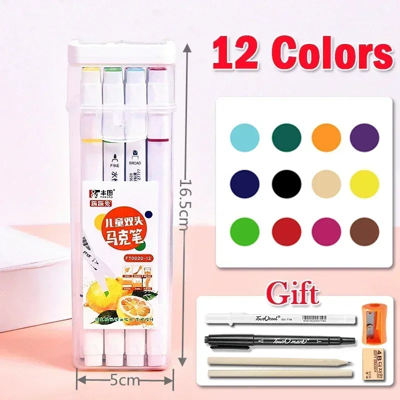 168 Color Marker Pen Set Manga Double-Headed Comic