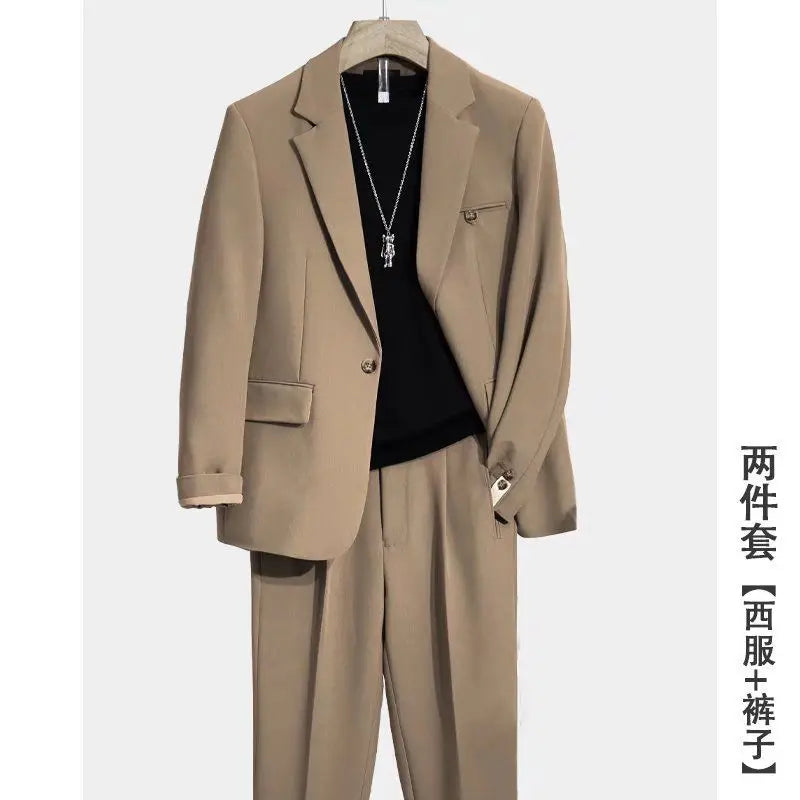 Spring Summer British Style Formal Blazer Men Korean