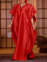 Plus Size 5XL VONDA Summer Maxi Dress Women