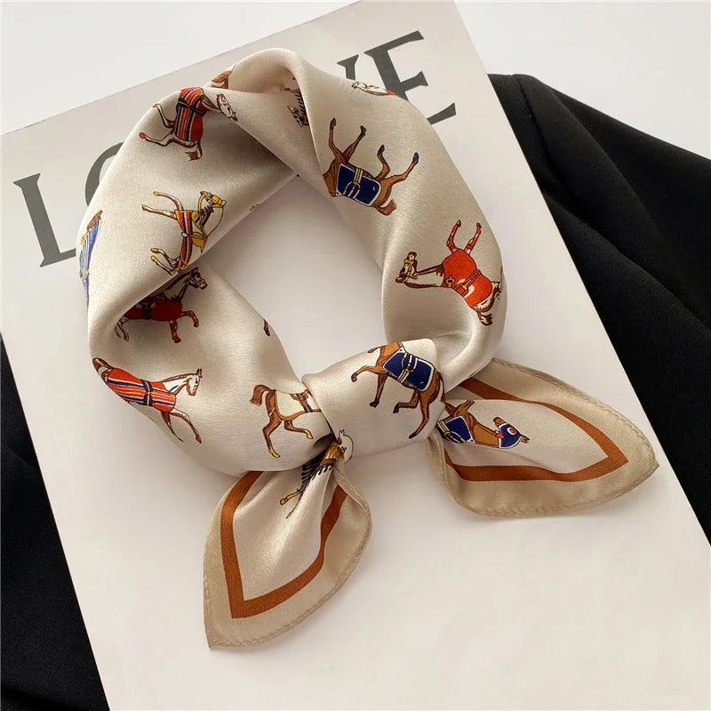 Natural Silk Scarf Women Design Print Foulard