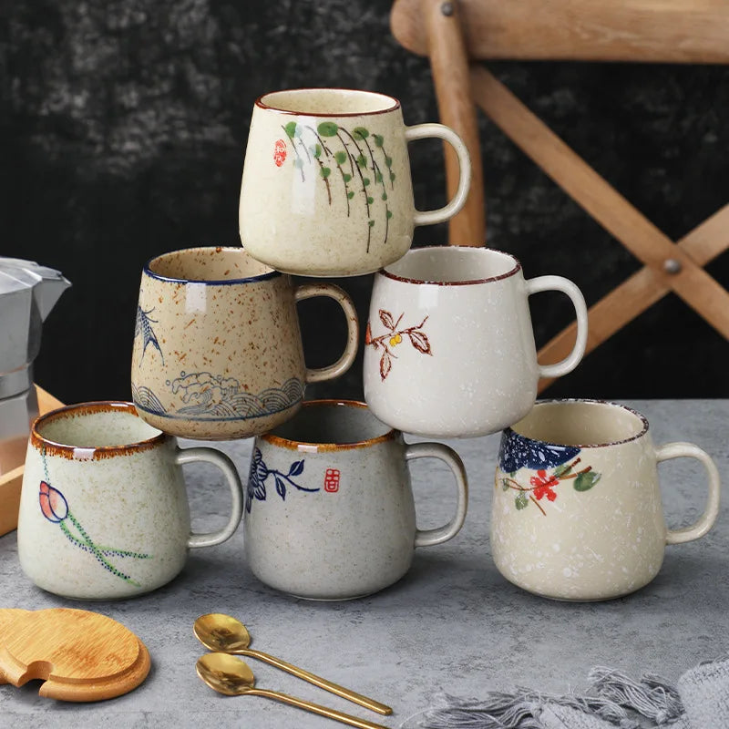 YWDL 380ml Japanese Retro Style Ceramic Coffe Mug