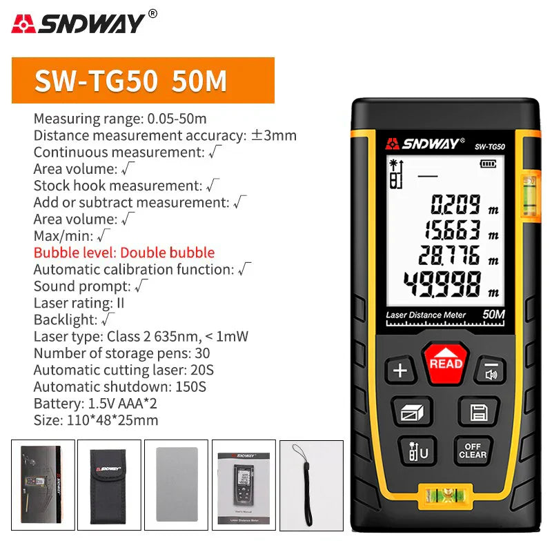 SNDWAY Laser Distance Meter Digital Rangefinder Mini Laser