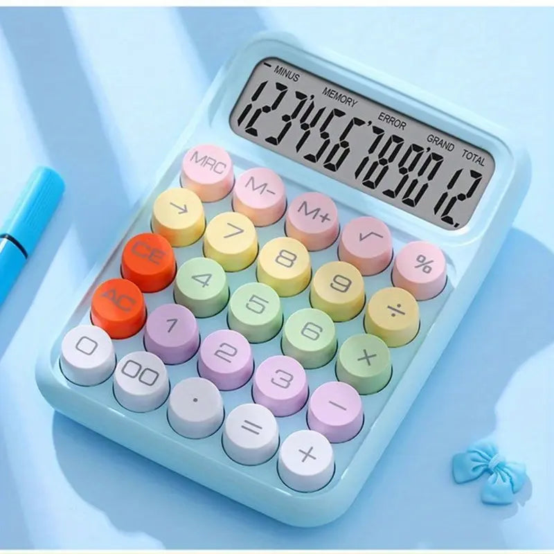 1pc Keyboard Calculator Office 12-digit Mechanical Calculator Cute