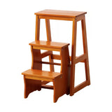 MOMO Solid Wood Folding Step Stool Home Three-step