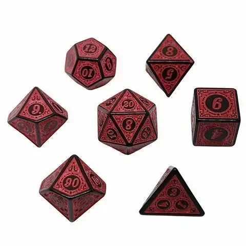 7 Pcs Kit Polyhedral 6 Sides Carved Vintage