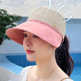 Women\'s large brim sunscreen hat for beach outing