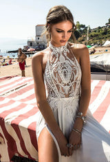 Sexy High Side Slit Halter Beach 2023 Wedding