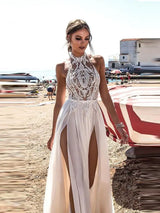 Sexy High Side Slit Halter Beach 2023 Wedding