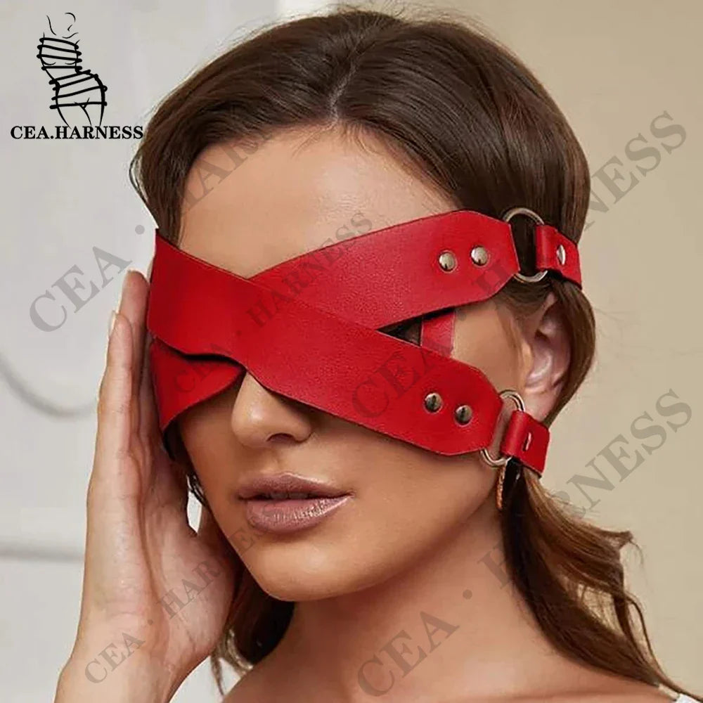 Sexy Leather Mask Half Face Goth Woman Cosplay