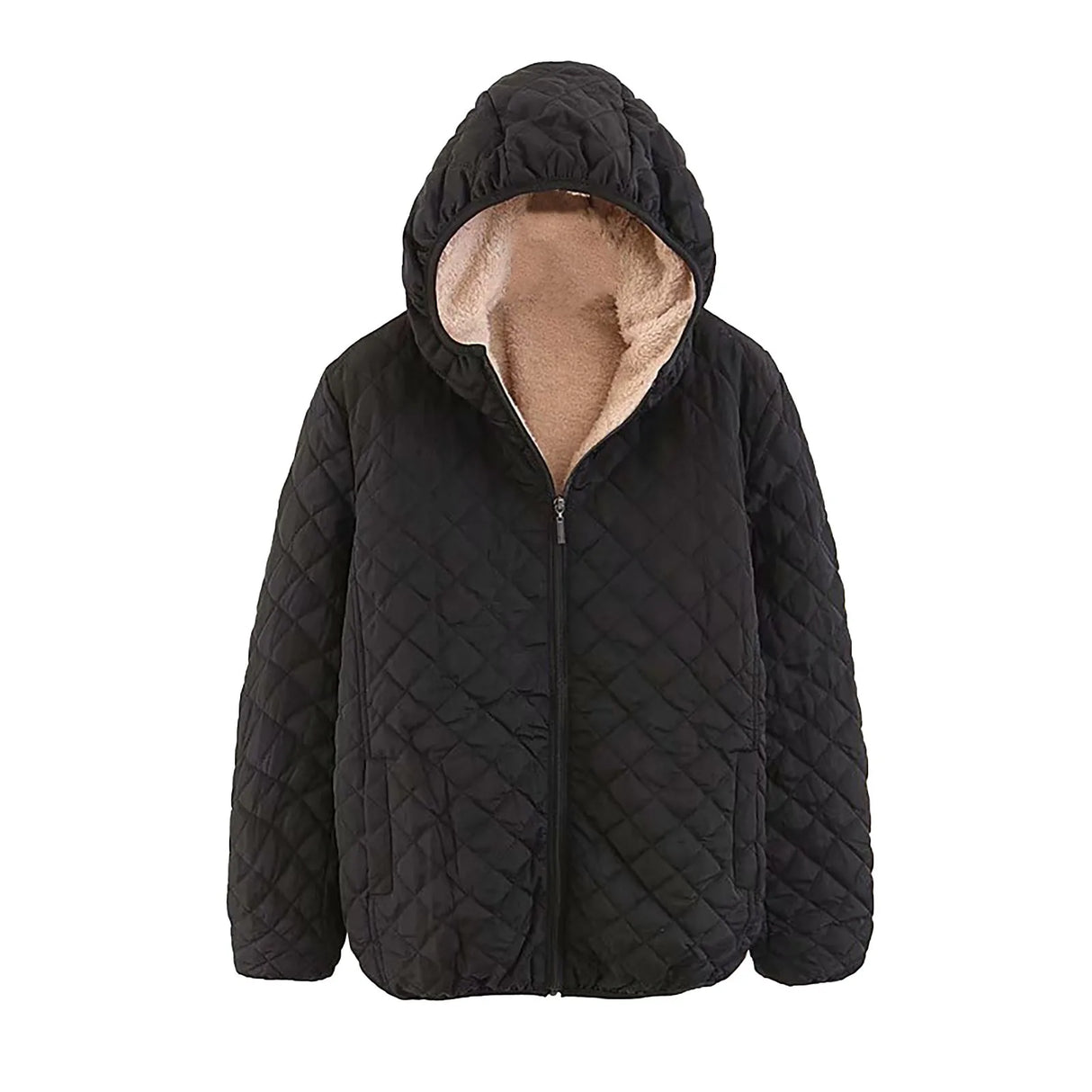 Over Size Womens Long-Sleeve Zipper Front Hoode Warm