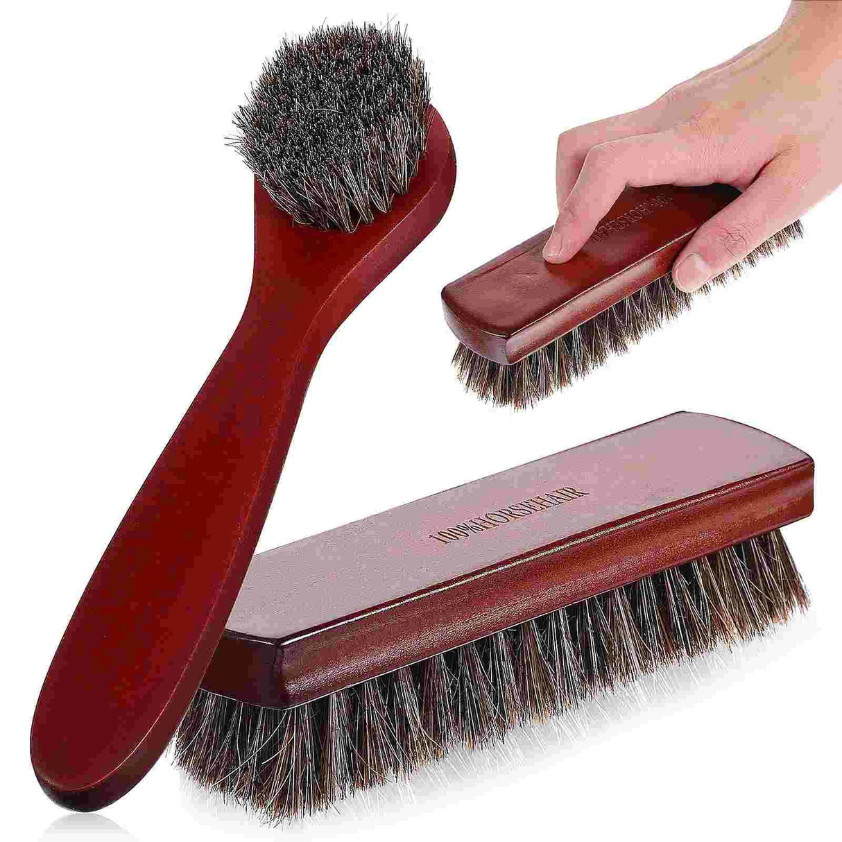 2 Pcs Horse Hair Brush Boot Suede Cleaning