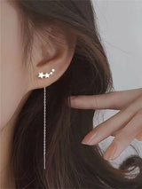 INS Star Long Tassel Ear Wire Trendy Silver