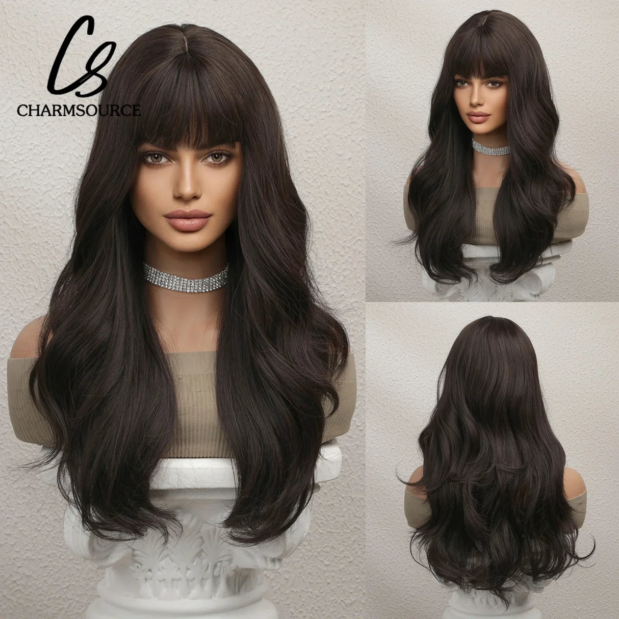 CharmSource Blonde Wavy Wig with Bangs Party Dresses
