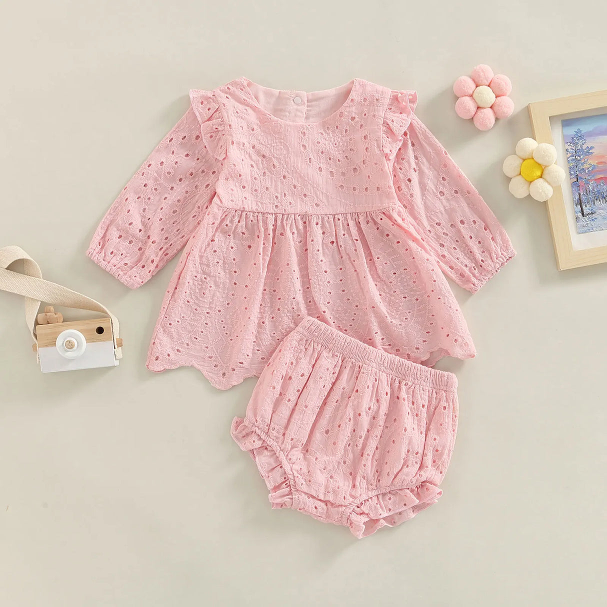 0-24M Toddler Baby Girl Clothes Set Solid Color