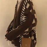 Men Casual Sweater Set Vintage Checkerboard Cardigan+Striped Long