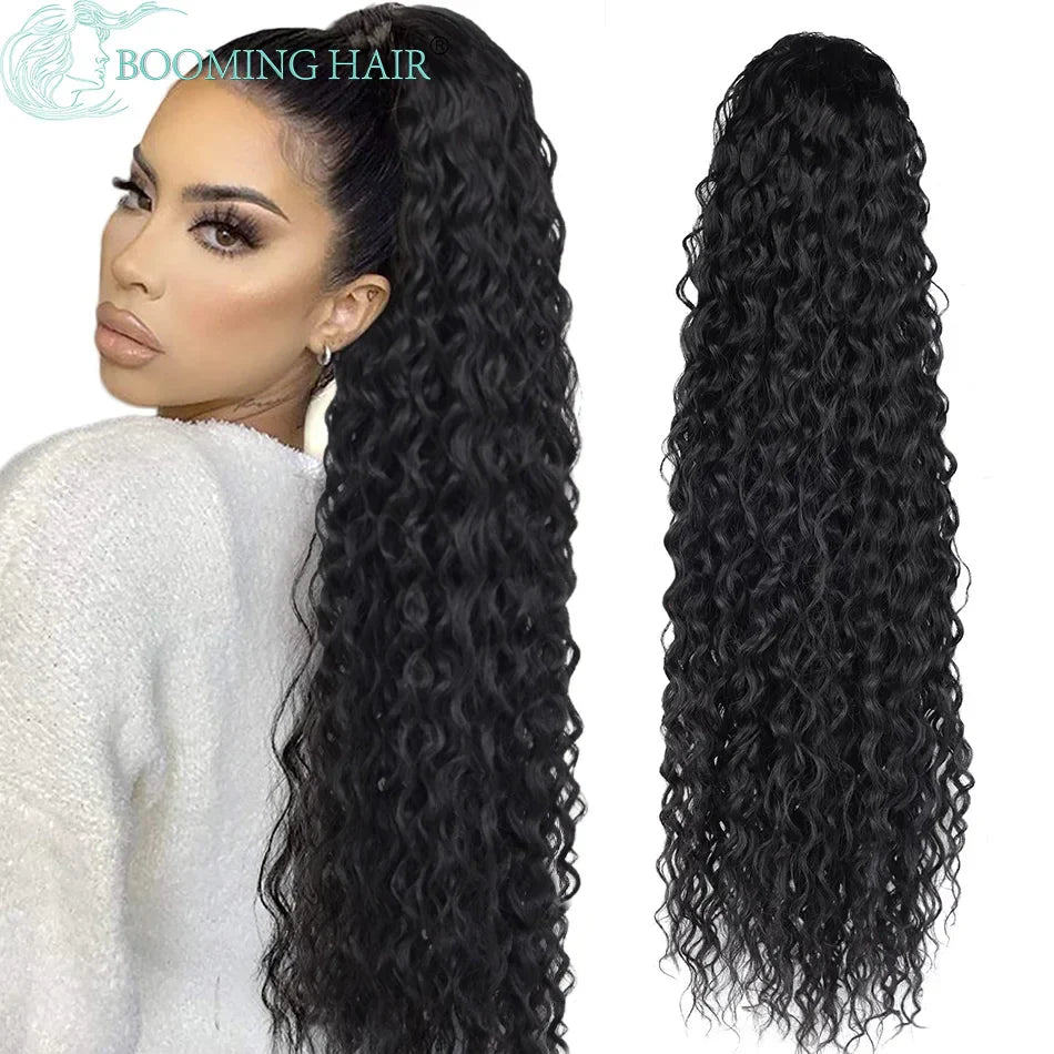 Curly Ponytail Extensions Clip in Synthetic Drawstring Ponytail