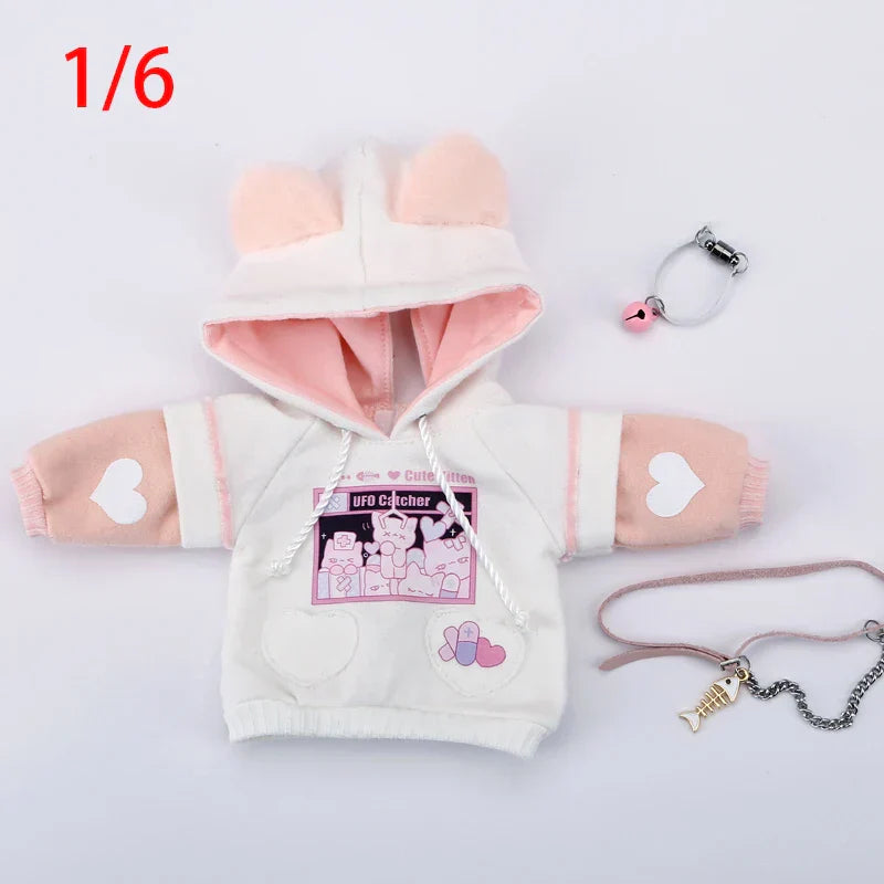 BJD Doll Clothes Cute Cat small bell Sweater Hoodie Jacket