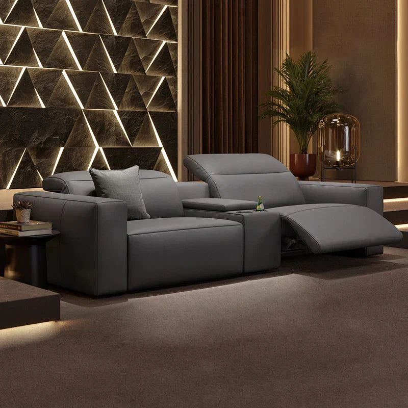 Italian minimalist electric leather sofa Home theater video