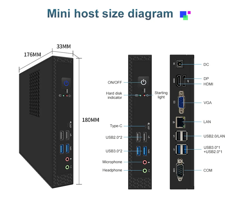 TexHoo Mini PC Computer Intel Core i7 i5