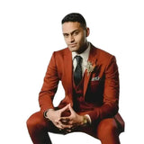 STEVDITG Orange Men's Suits Full Set Single Breasted