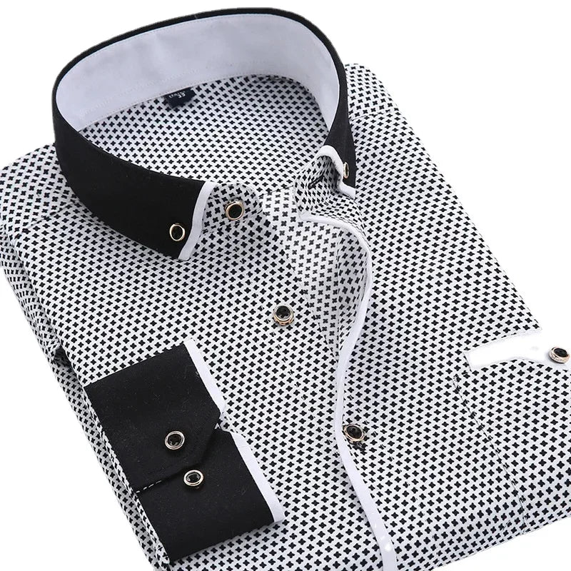 White Big Size 5XL Men Dress Shirt 2024