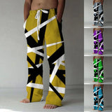 Mens Summer Fashion Casual Sweatpants Patchwork Color Print