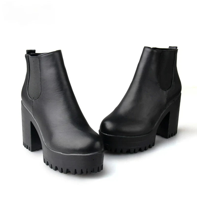 Botas Mujer Fashion Women Boots Square Heel Platforms