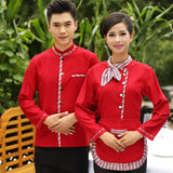 Long Sleeve Hotel Waiter Uniform Female Restaurant Topapron