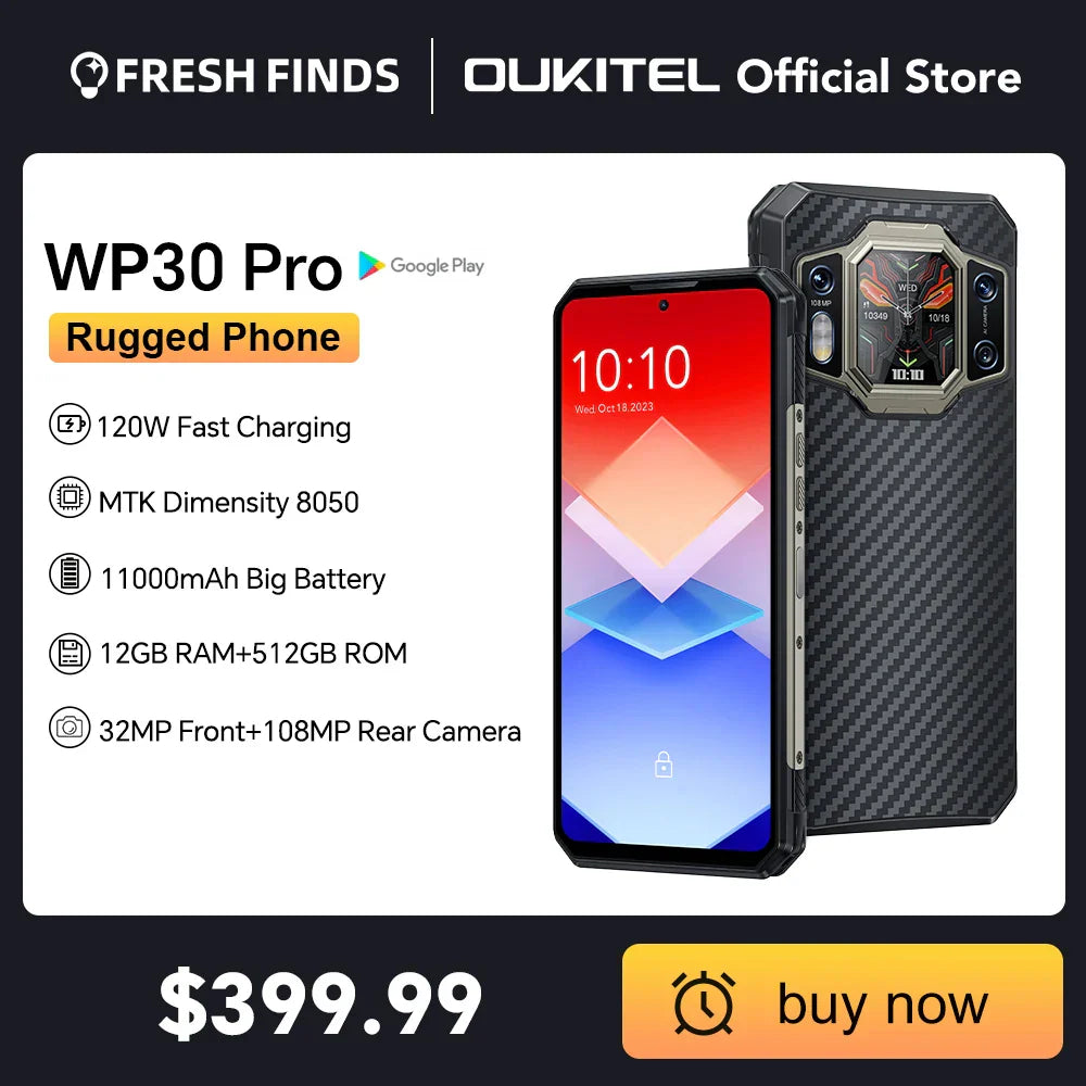 Oukitel WP30 Pro 120W 5G Rugged Smartphone android