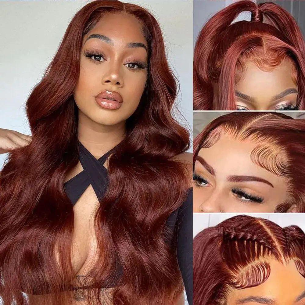 34 Inch Reddish Brown Body Wave Lace Front