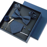 8piece Set Bussiness Blue Ties For Mans Floral
