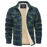 MAGCOMSEN Men's Fleece Plaid Flannel Shirt Jacket Button