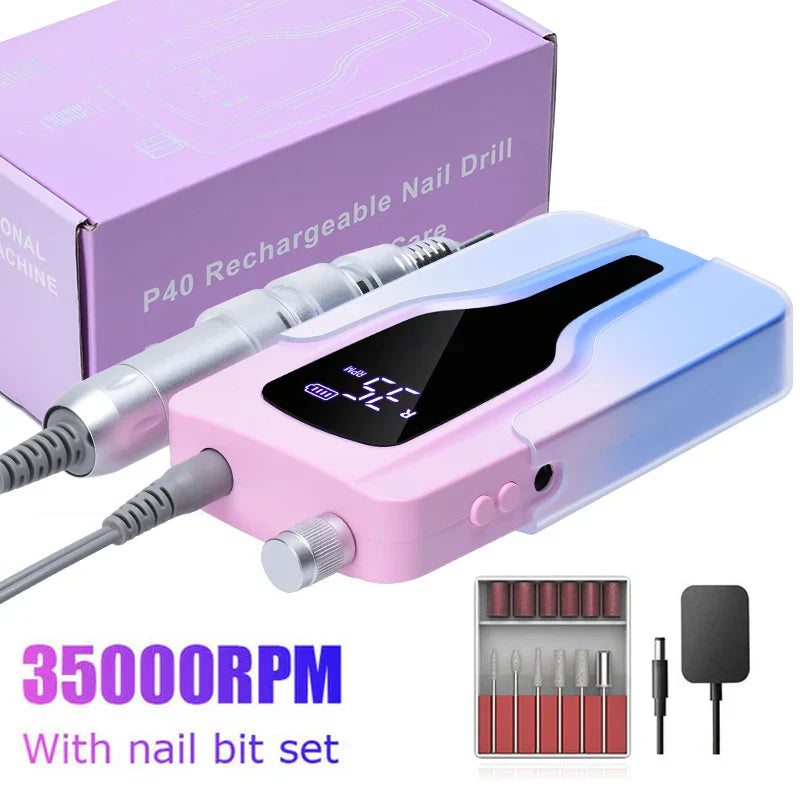 35000RPM Electric Nail Drill Machine Rechargeable Nail Sander