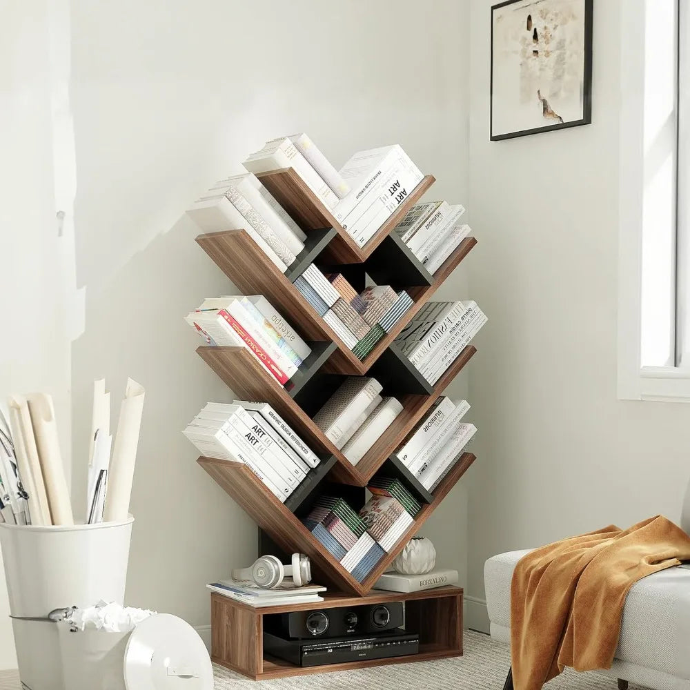 Tree Bookshelf, 5-Shelf Floor Standing Bookcase, Free Standing