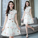 2023 Summer New Modern Improved Cheongsam Chiffon Printing