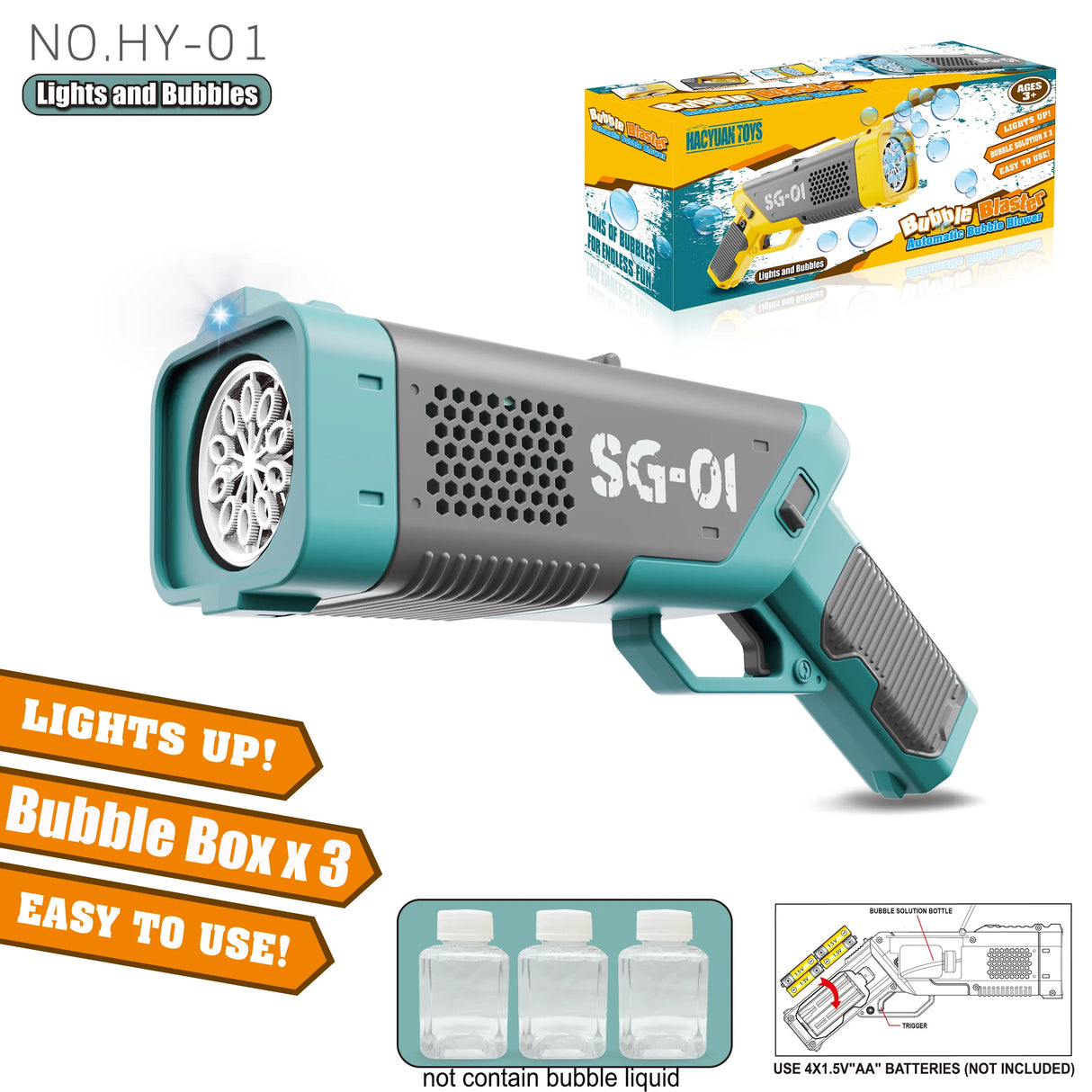 luminous automatic Electric Bubble Gun Gatlin Bubble Gun