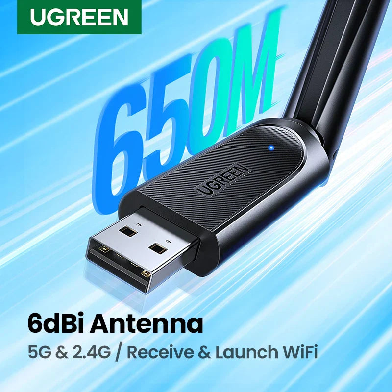 UGREEN WiFi Adapter AC650/AC1300 5G&2.4G 6dBi Antenna WiFi