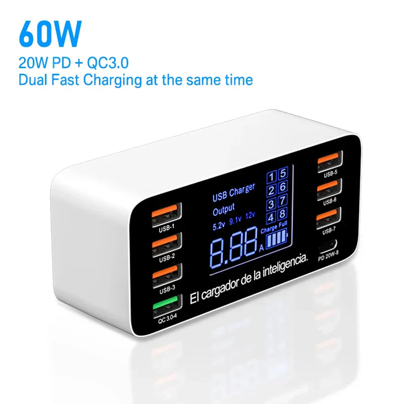 ASOMETECH 60W Quick Charge QC 3.0 4.0 USB