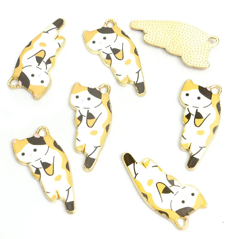 10pcs Kawaii Pet Kitten Enamel Charms for DIY