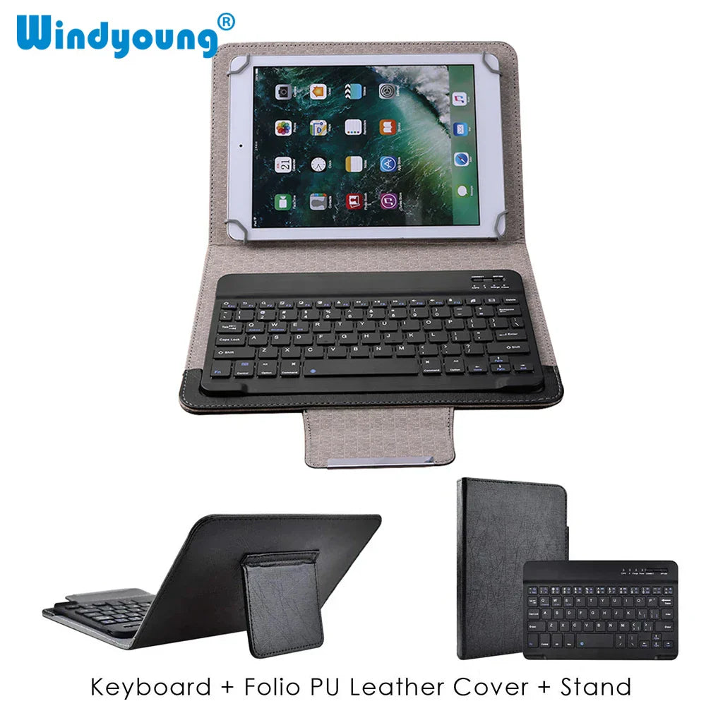 Universal Wireless Bluetooth Keyboard with Leather Case Stand