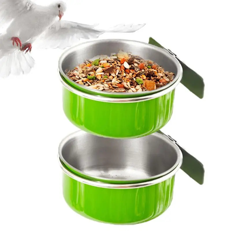 Bird Cage Feeder 2PCS Parrot Food Water Bowls