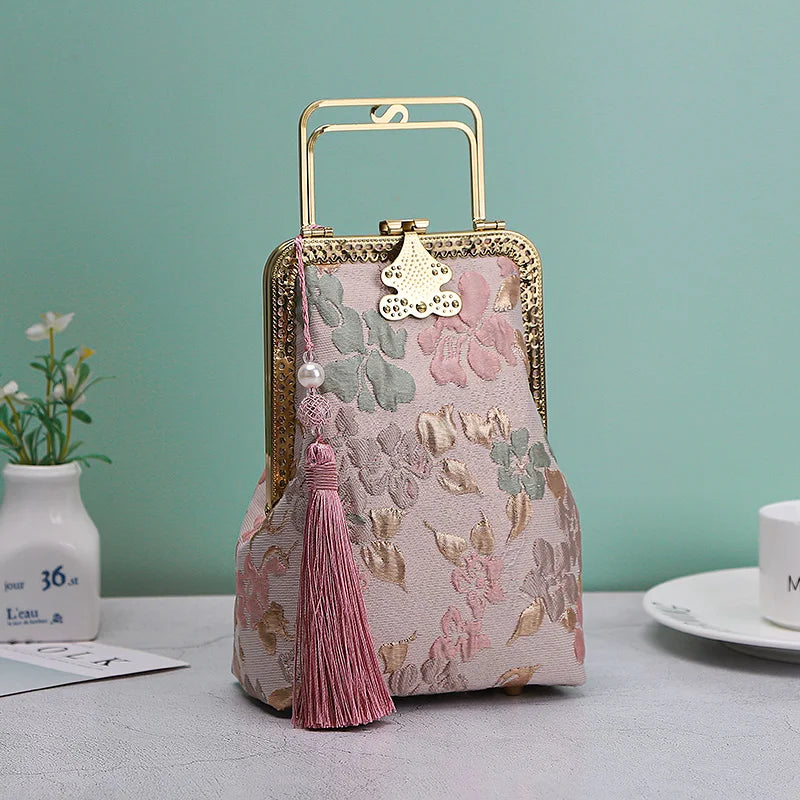 Chic Lay Flowers Bag Chain Pink Wedding Fringe