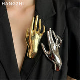 HangZhi Large Smooth Hand Palm Brooch Exaggerated Pin