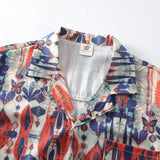 High End Cuban Collar Shirt, Impressionist Printed Top