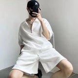 Men Sets Solid Summer Loose Tshirts Shorts 2