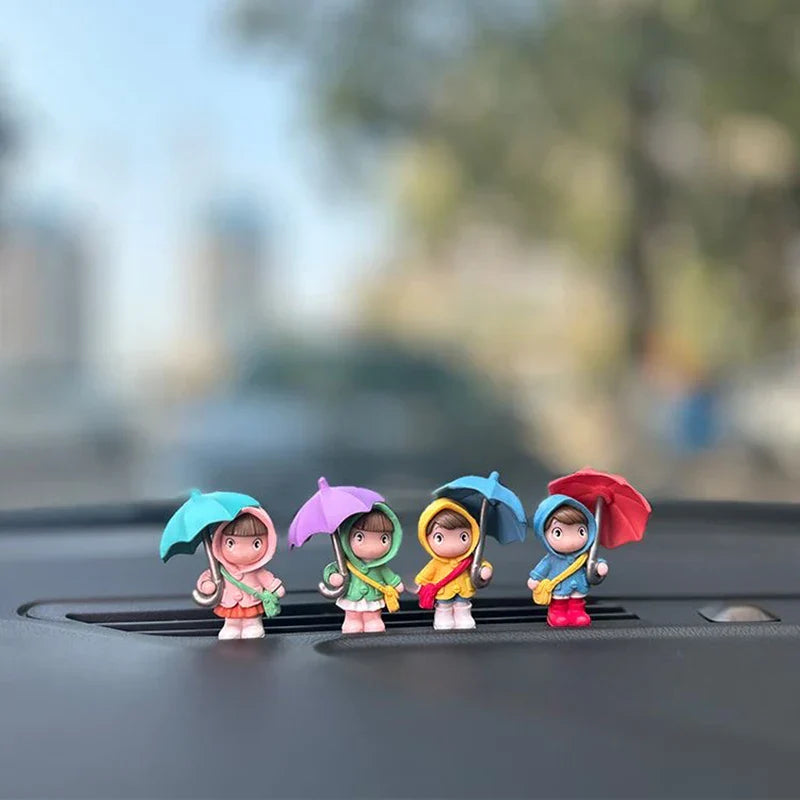 4PCS Cute Umbrella Couple Car Interior Decoration Action