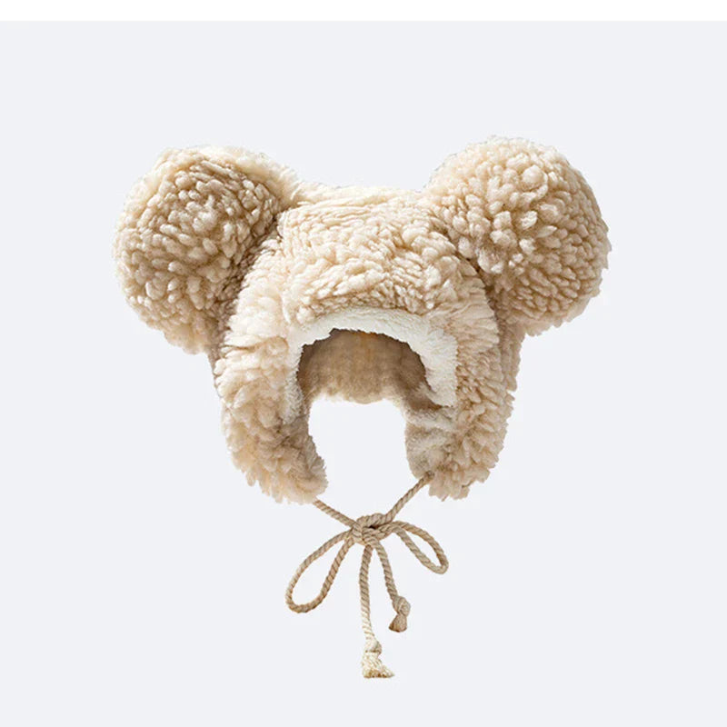 Autumn Winter Cute Pullover Earmuffs Warm Cap Bandage