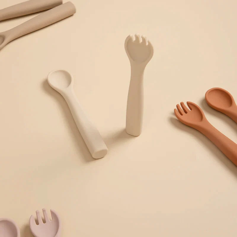 Food Grade Baby Soft Silicone Spoon Fork Set
