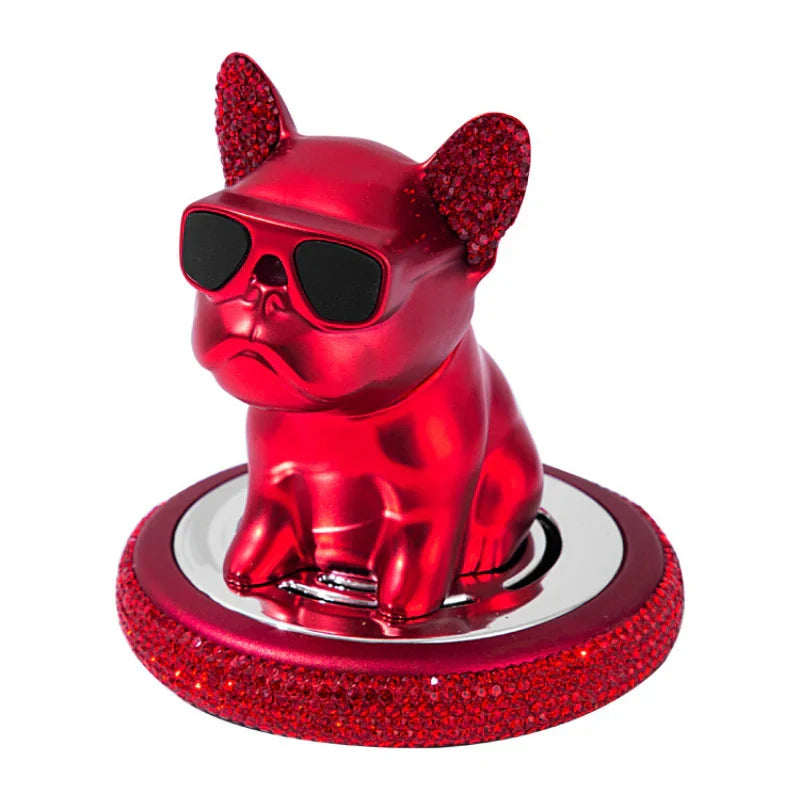Car Ornament Metal Shake Head French Bulldog Diamond