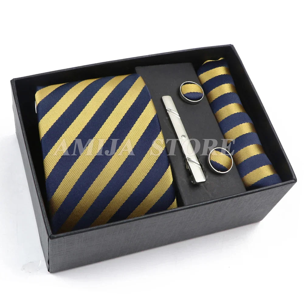 Men's Tie Gift Box With Neckties Handkerchiefs Cufflinks